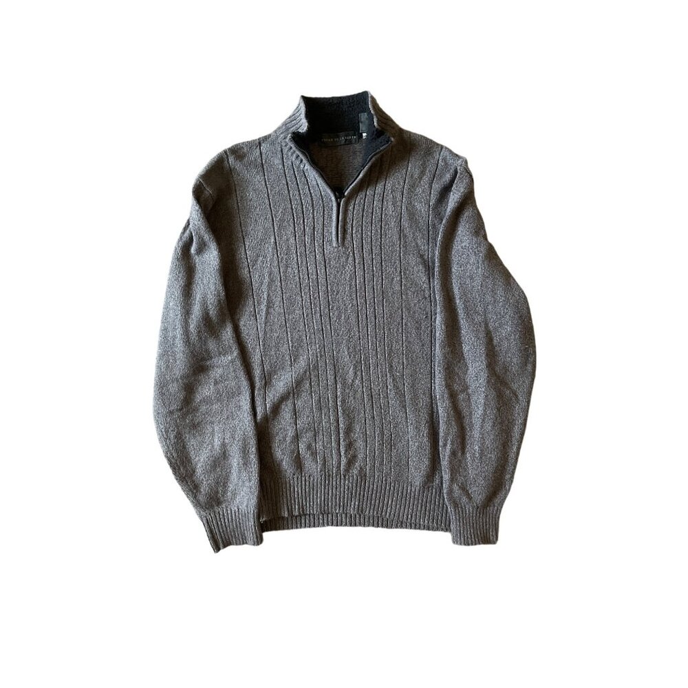 Oscar De La Renta Vintage Men's Gray Size XL Collared Sweater Winter Cold Cotton